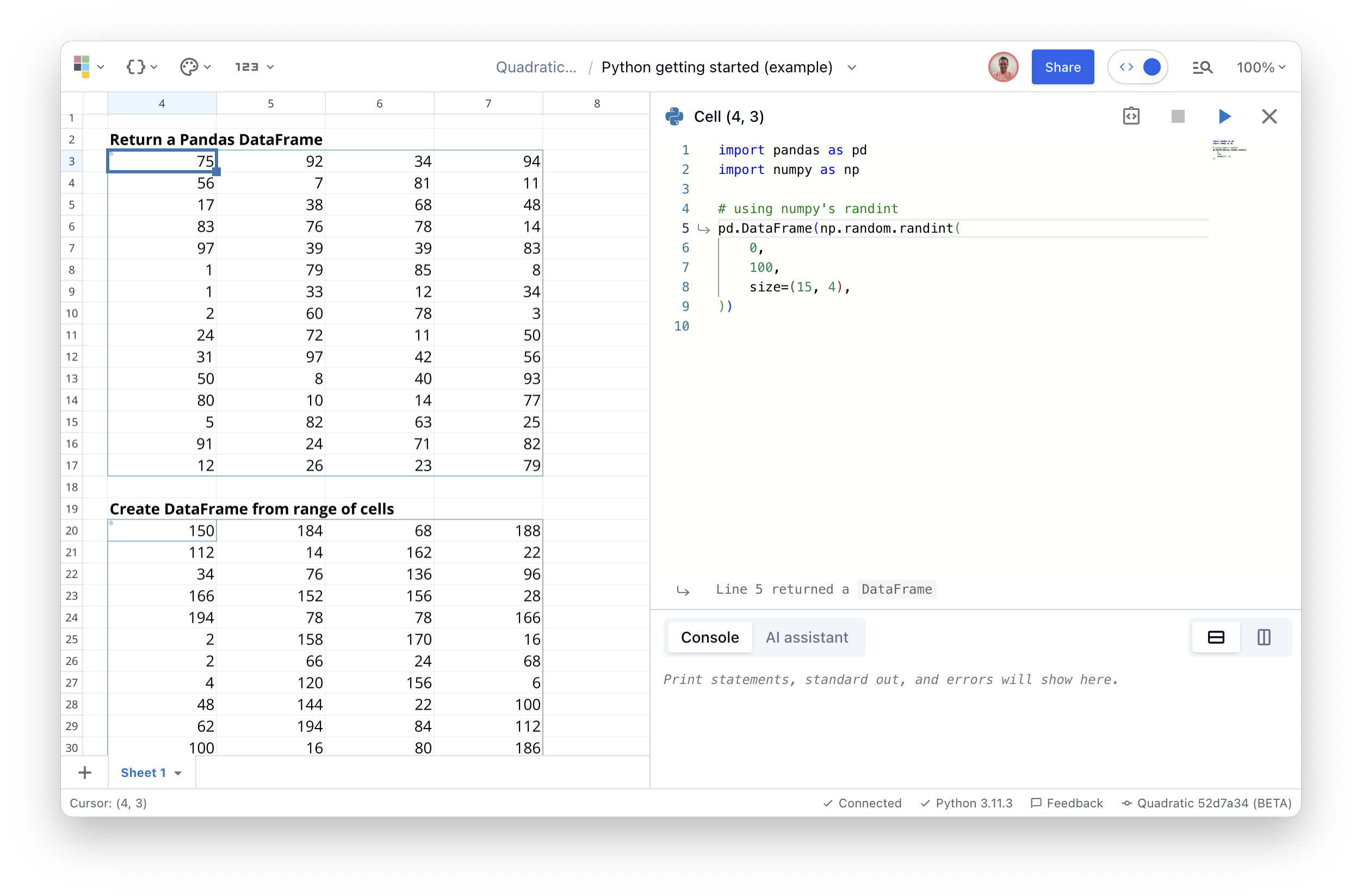 Screenshot of Quadratic