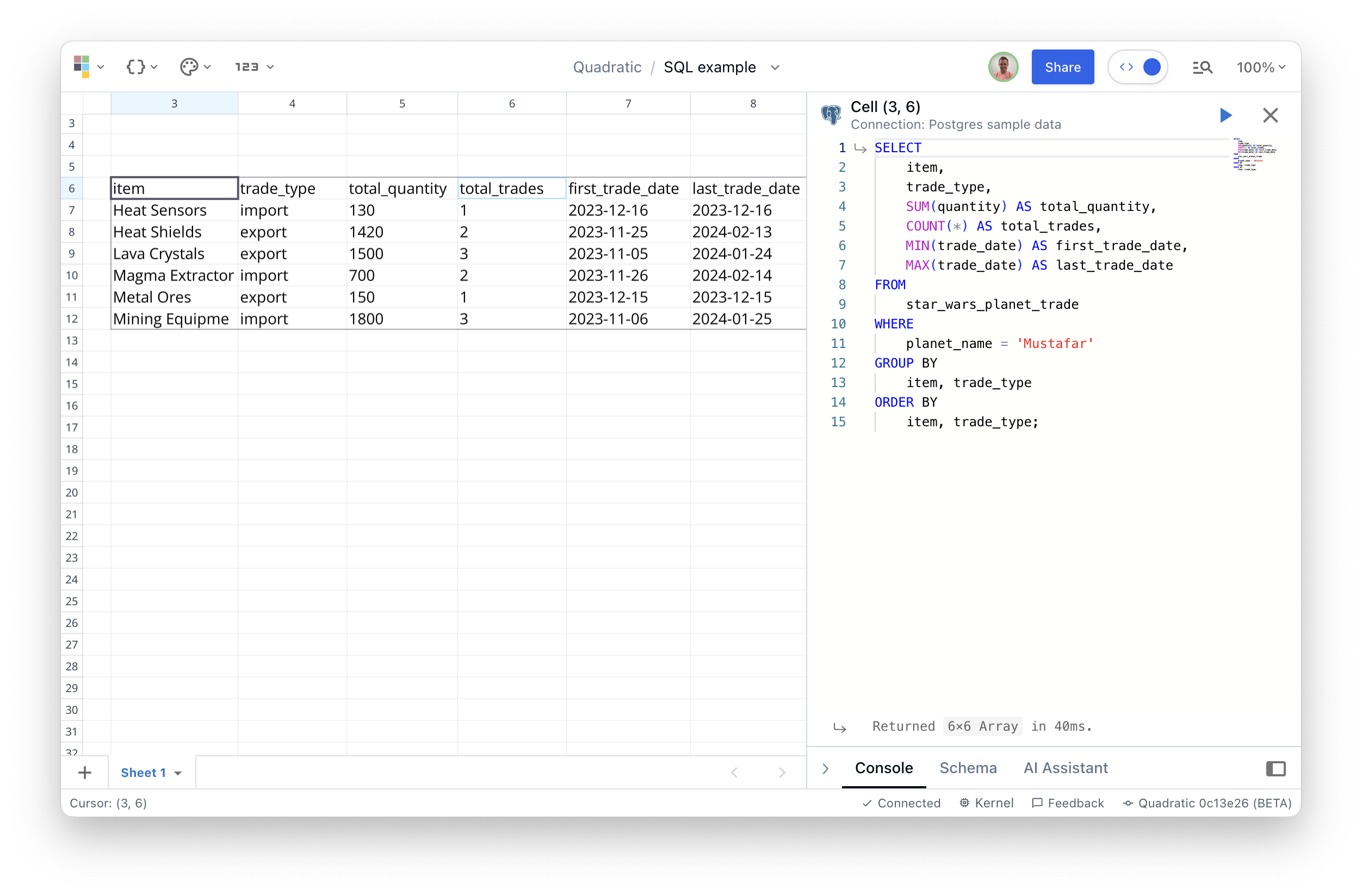 Screenshot of Quadratic